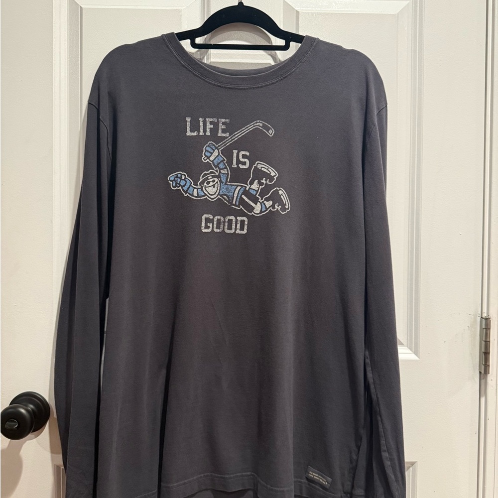 Life Is Good Charcoal Long Sleeve Tee